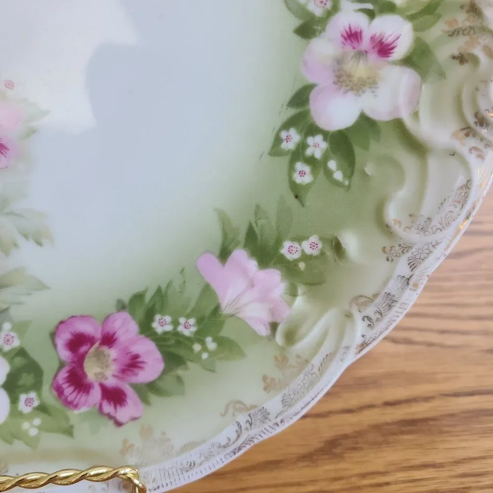 Antique Rosenthal Iris Bavaria Porcelain China Floral Serving Plate R.C. Crown